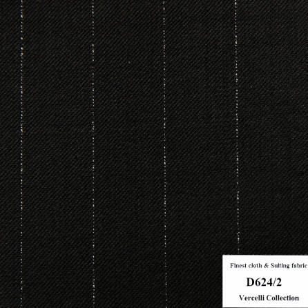 D624/2 Vercelli CVM - Vải Suit 95% Wool - Đen Sọc